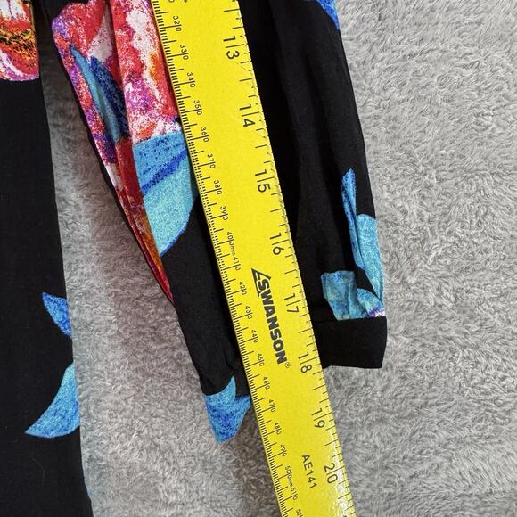 Maeve Top Women 4 Black Red Floral V-Neck Collared 3/4 Sleeves Button Up Casual - Picture 10 of 13